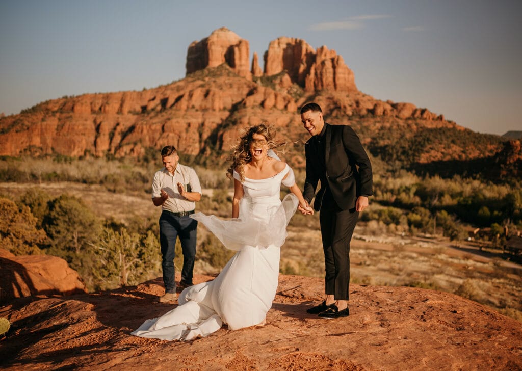 A couple is announced married during their elopement ceremony. 