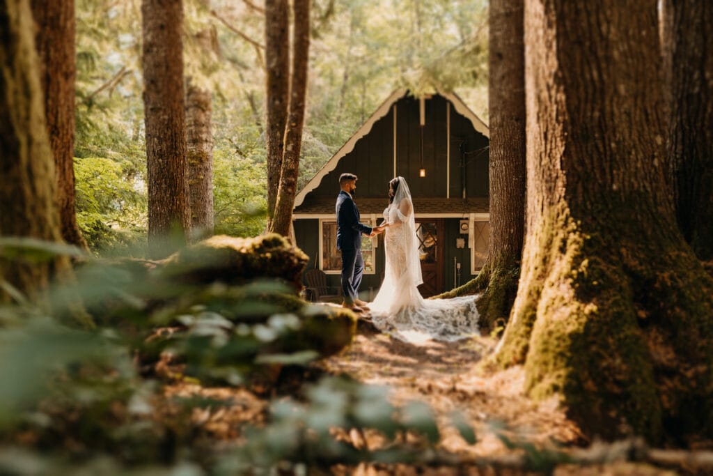 A couple shares a first look at a cabin near mt rainier.