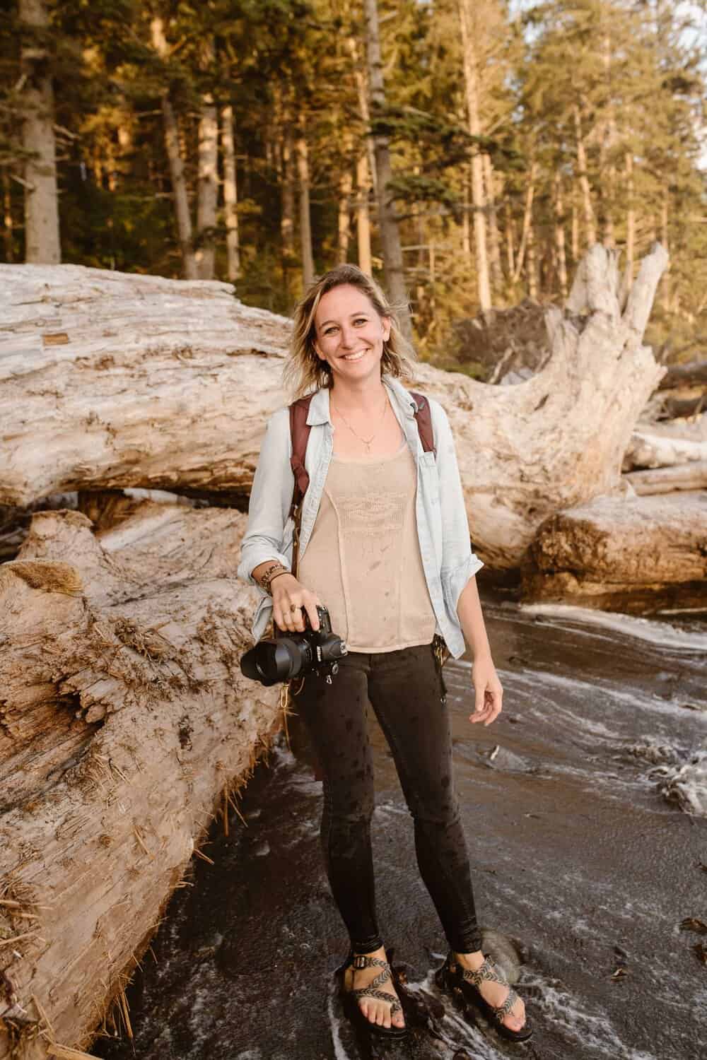 traci smiling at camera.