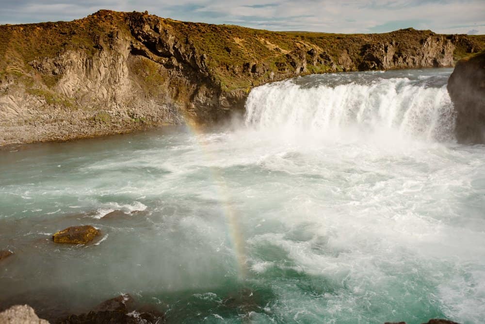 A view of a waterfall off of ring road in iceland.