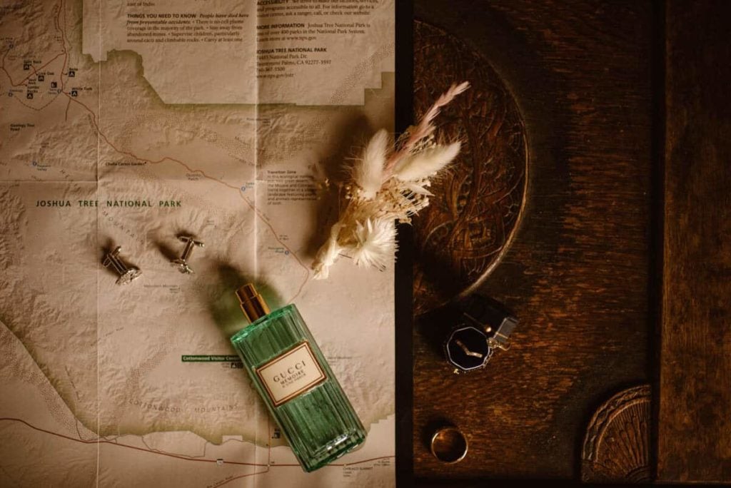 A detail photo of the couples items for their Joshua Tree Small Wedding.