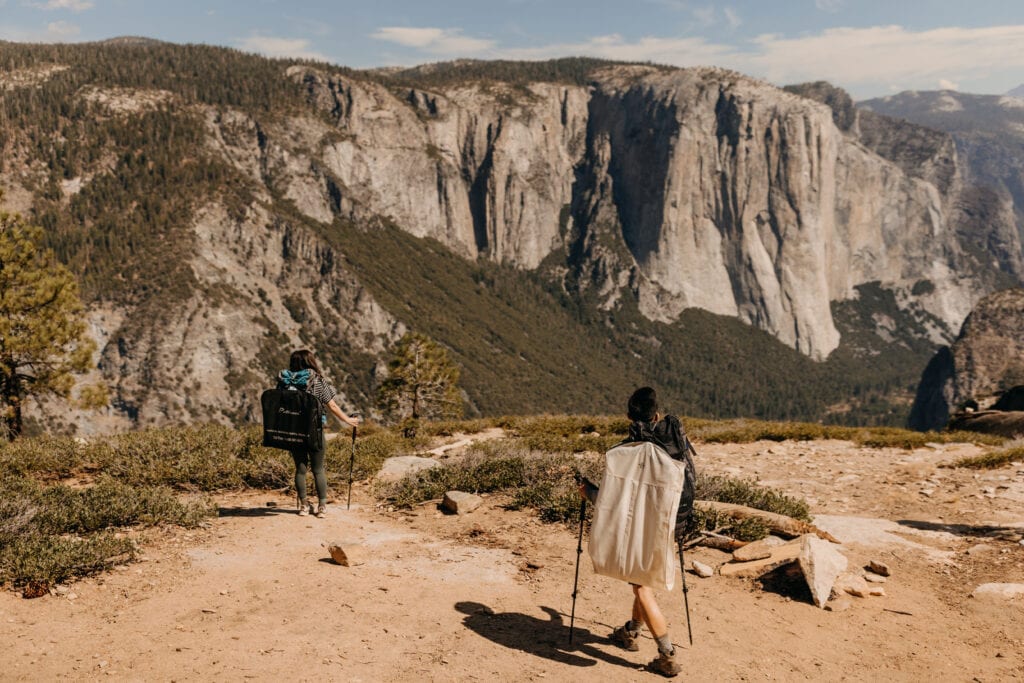Coming up to the lunch break spot during the hike to Taft Point. 