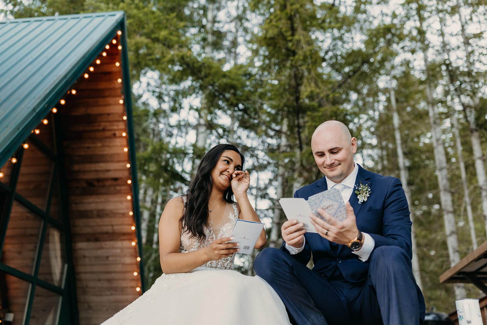 The couple gets emotional reading letters from family.