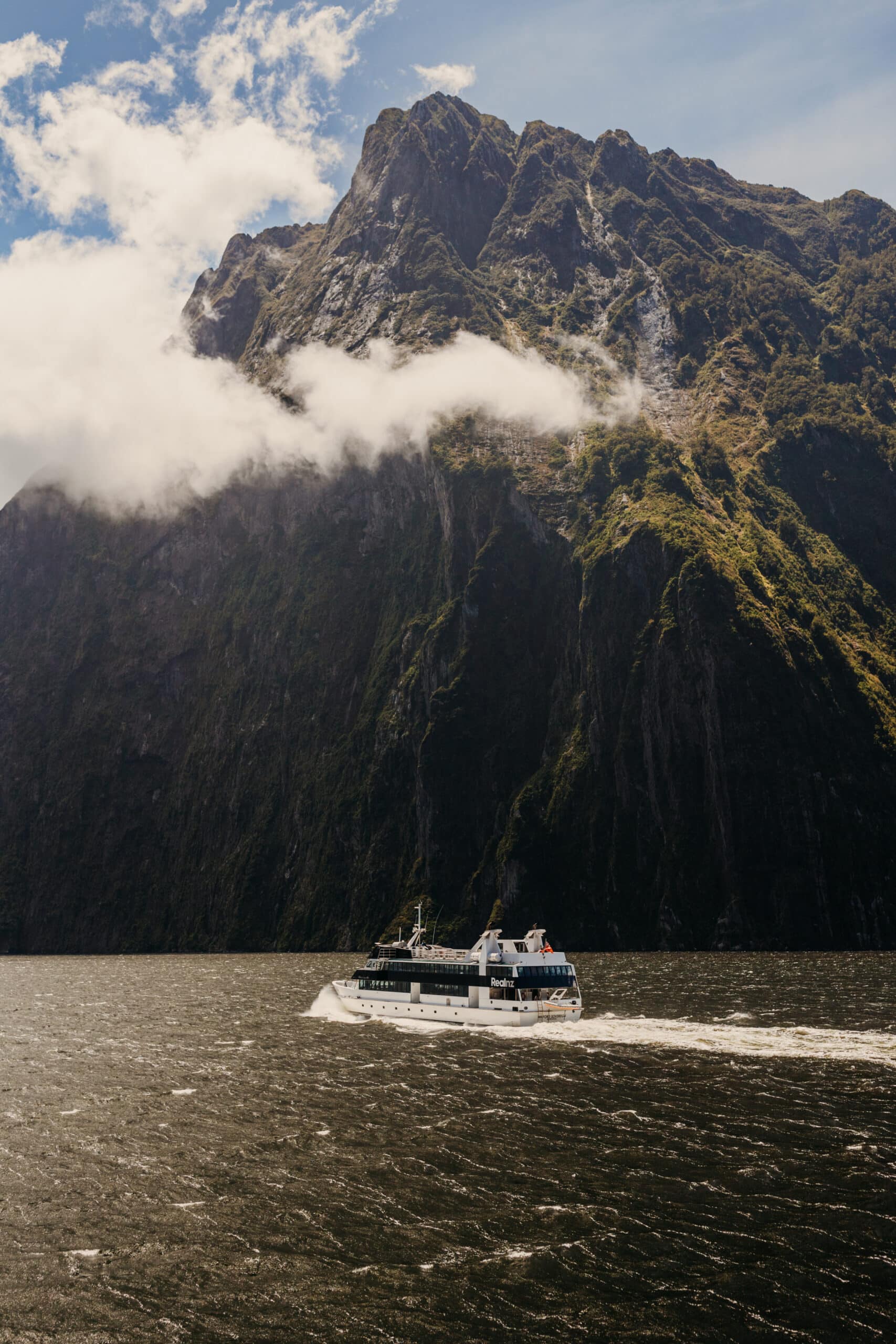 One of the tour boats heading out into the sound.