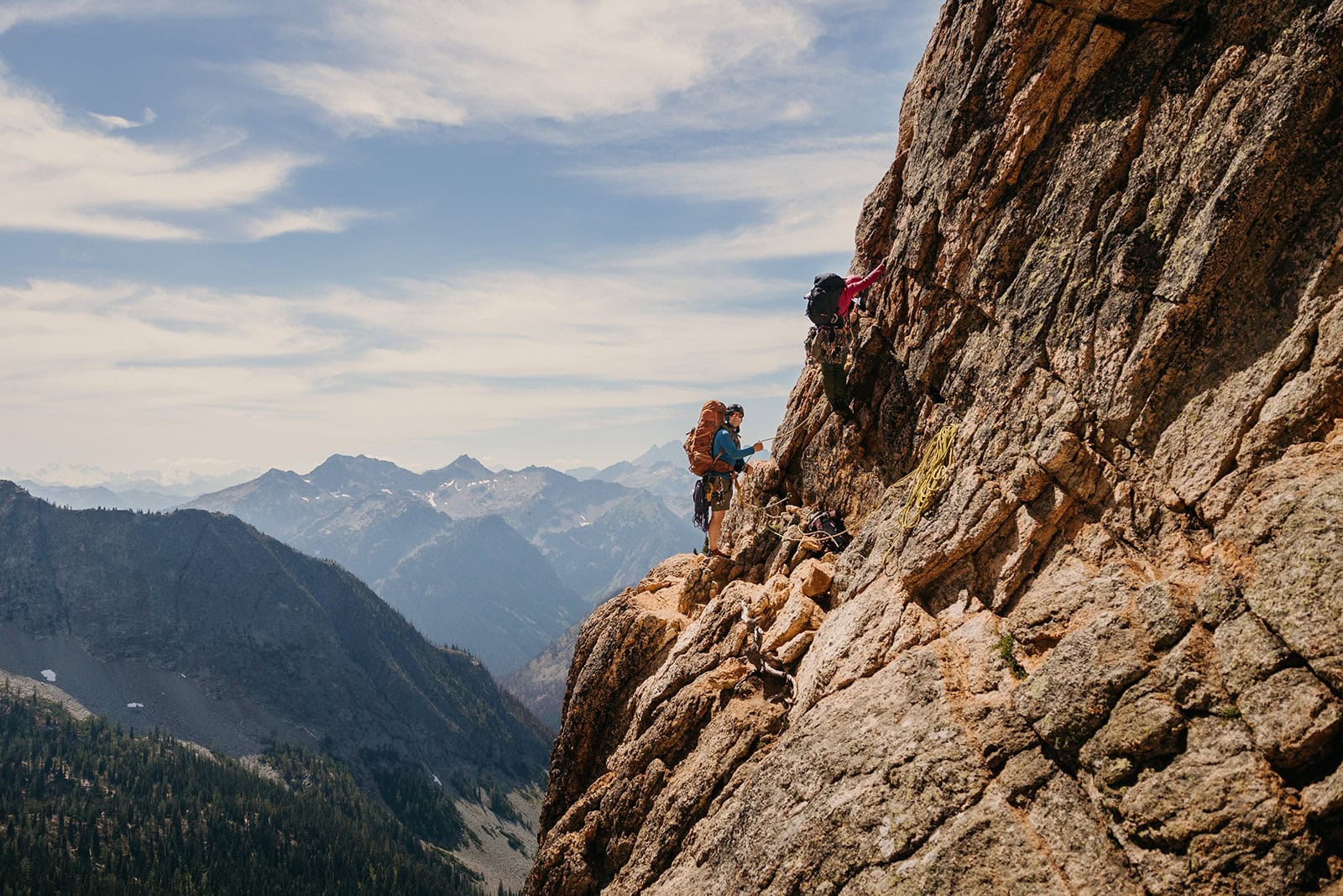 The beginning of a climb in the mountains