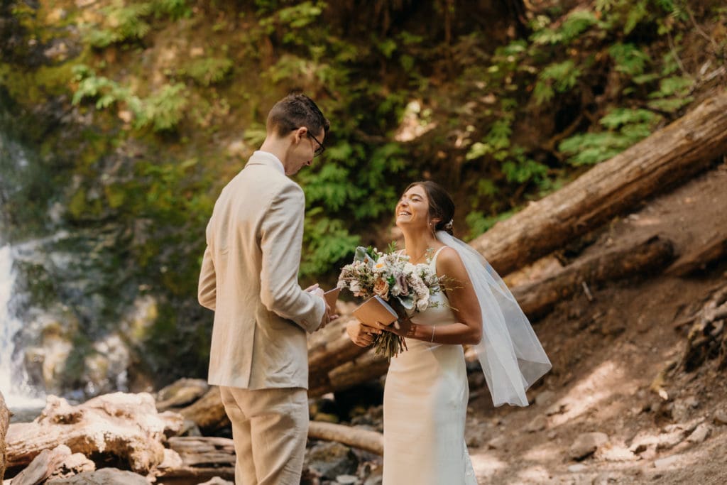 A couple shares private vows.