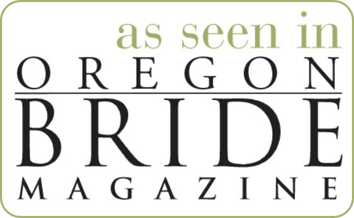 Logo that says "As Seen In Oregon Bride Magazine."